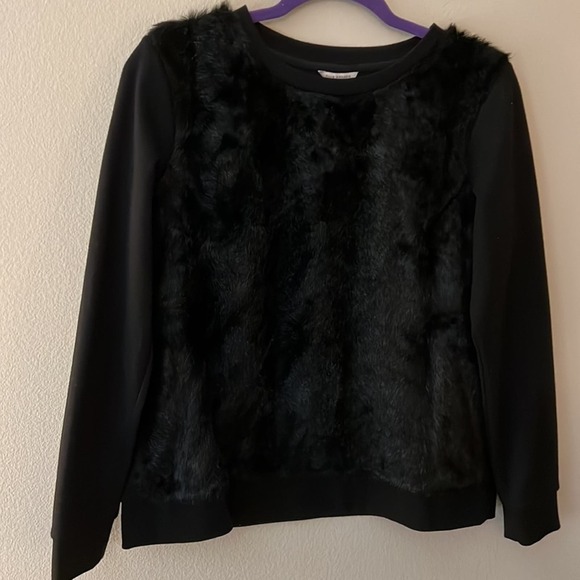 Club Monaco Crew Neck Faux Fur Front Pullover Sweater Size L - Picture 2 of 7